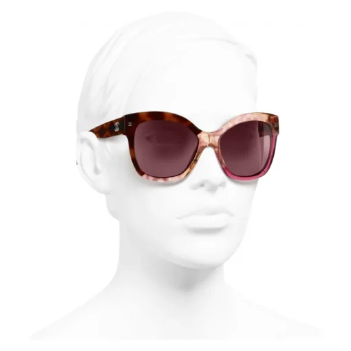 Chanel - Butterfly Sunglasses - Dark Tortoise Pink - Eyewear - Avvenice