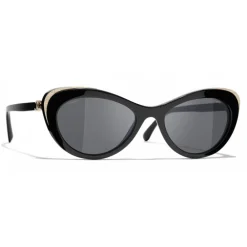 Chanel - Cat Eye Sunglasses - Black Gray - Eyewear - Avvenice