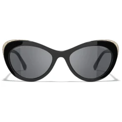 Chanel - Cat Eye Sunglasses - Black Gray - Eyewear - Avvenice