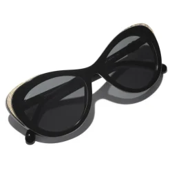 Chanel - Cat Eye Sunglasses - Black Gray - Eyewear - Avvenice