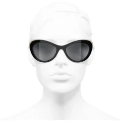 Chanel - Cat Eye Sunglasses - Black Gray - Eyewear - Avvenice