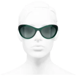Chanel - Cat Eye Sunglasses - Green - Eyewear - Avvenice