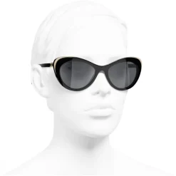 Chanel - Cat Eye Sunglasses - Black Gray - Eyewear - Avvenice