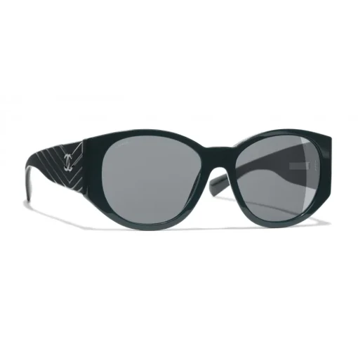 Chanel - Oval Sunglasses - Dark Green Gray - Eyewear - Avvenice^ Sunglasses & Eyewear