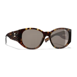 Chanel - Oval Sunglasses - Dark Tortoise Brown - Eyewear - Avvenice^ Sunglasses & Eyewear