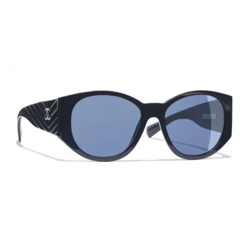 Chanel - Oval Sunglasses - Dark Blue - Eyewear - Avvenice