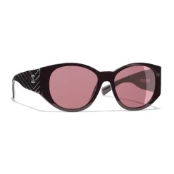 Chanel - Oval Sunglasses - Burgundy - Eyewear - Avvenice