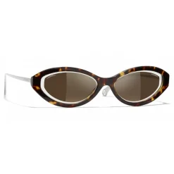 Chanel - Oval Sunglasses - Dark Tortoise Brown - Eyewear - Avvenice