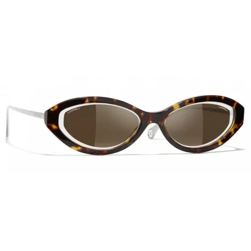 Chanel - Oval Sunglasses - Dark Tortoise Brown - Eyewear - Avvenice