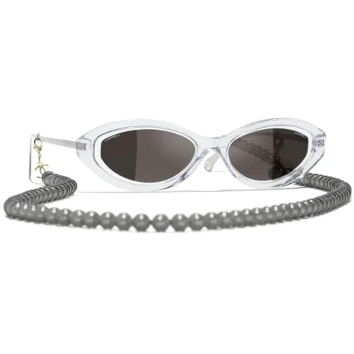 Chanel - Oval Sunglasses - Transparent Gray - Eyewear - Avvenice