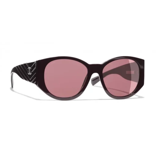 Chanel - Oval Sunglasses - Burgundy - Eyewear - Avvenice