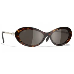 Chanel - Oval Sunglasses - Dark Tortoise Brown - Eyewear - Avvenice