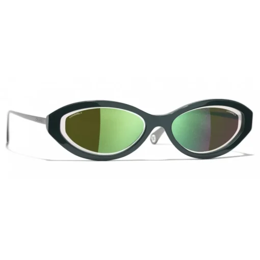 Chanel - Oval Sunglasses - Dark Green - Eyewear - Avvenice^ Sunglasses & Eyewear