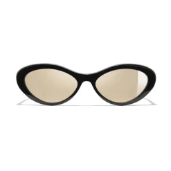 Chanel - Oval Sunglasses - Black Gold Mirror - Eyewear - Avvenice^ Sunglasses & Eyewear