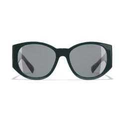 Chanel - Oval Sunglasses - Dark Green Gray - Eyewear - Avvenice^ Sunglasses & Eyewear