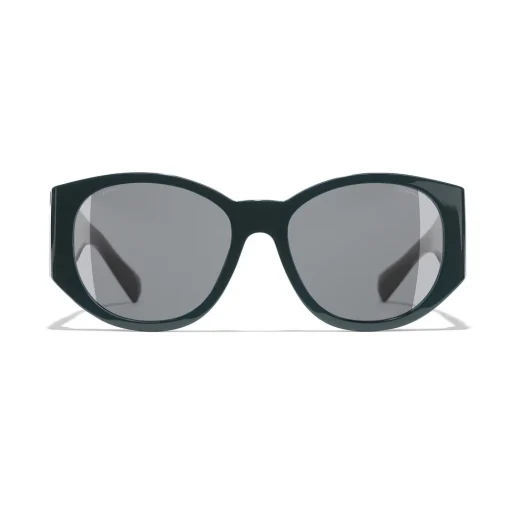 Chanel - Oval Sunglasses - Dark Green Gray - Eyewear - Avvenice^ Sunglasses & Eyewear
