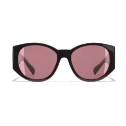 Chanel - Oval Sunglasses - Burgundy - Eyewear - Avvenice