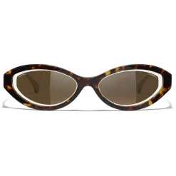 Chanel - Oval Sunglasses - Dark Tortoise Brown - Eyewear - Avvenice