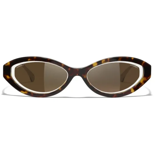 Chanel - Oval Sunglasses - Dark Tortoise Brown - Eyewear - Avvenice