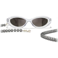 Chanel - Oval Sunglasses - Transparent Gray - Eyewear - Avvenice
