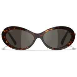 Chanel - Oval Sunglasses - Dark Tortoise Brown - Eyewear - Avvenice