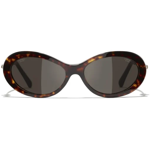 Chanel - Oval Sunglasses - Dark Tortoise Brown - Eyewear - Avvenice