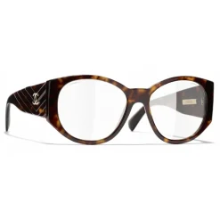 Chanel - Oval Sunglasses - Dark Tortoise Transparent - Eyewear - Avvenice