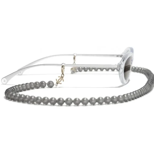 Chanel - Oval Sunglasses - Transparent Gray - Eyewear - Avvenice