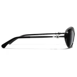 Chanel - Oval Sunglasses - Black Gray - Eyewear - Avvenice