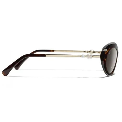 Chanel - Oval Sunglasses - Dark Tortoise Brown - Eyewear - Avvenice