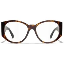 Chanel - Oval Sunglasses - Dark Tortoise Transparent - Eyewear - Avvenice