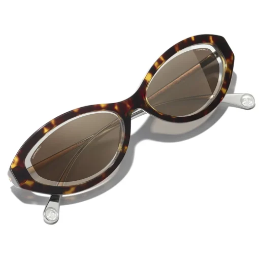 Chanel - Oval Sunglasses - Dark Tortoise Brown - Eyewear - Avvenice