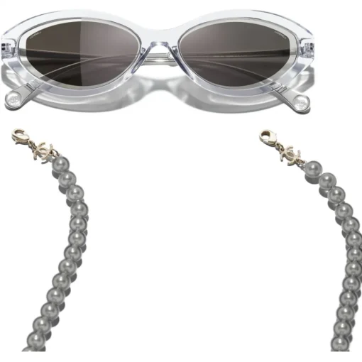 Chanel - Oval Sunglasses - Transparent Gray - Eyewear - Avvenice