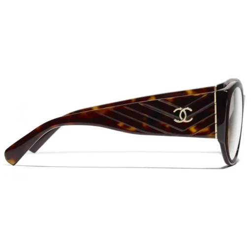 Chanel - Oval Sunglasses - Dark Tortoise Transparent - Eyewear - Avvenice