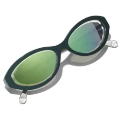 Chanel - Oval Sunglasses - Dark Green - Eyewear - Avvenice^ Sunglasses & Eyewear