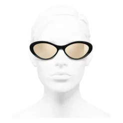 Chanel - Oval Sunglasses - Black Gold Mirror - Eyewear - Avvenice^ Sunglasses & Eyewear