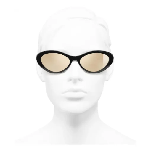 Chanel - Oval Sunglasses - Black Gold Mirror - Eyewear - Avvenice^ Sunglasses & Eyewear