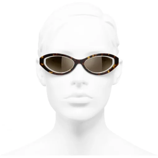 Chanel - Oval Sunglasses - Dark Tortoise Brown - Eyewear - Avvenice