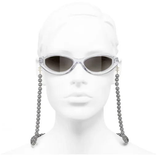 Chanel - Oval Sunglasses - Transparent Gray - Eyewear - Avvenice