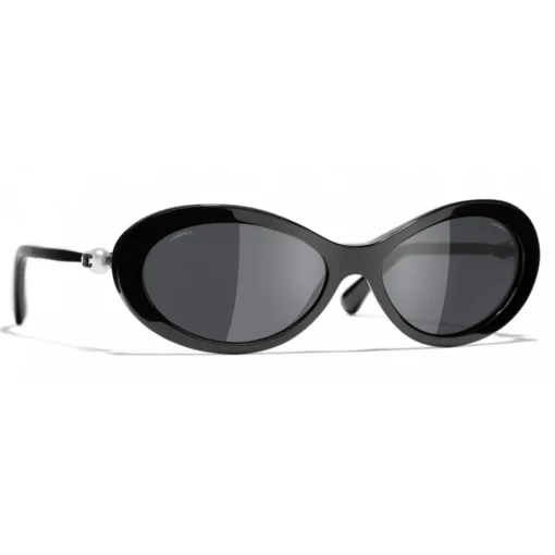 Chanel - Oval Sunglasses - Black Gray - Eyewear - Avvenice