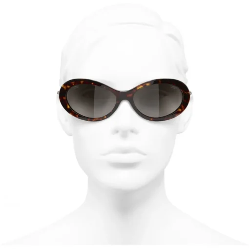 Chanel - Oval Sunglasses - Dark Tortoise Brown - Eyewear - Avvenice