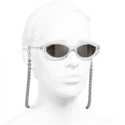 Chanel - Oval Sunglasses - Transparent Gray - Eyewear - Avvenice