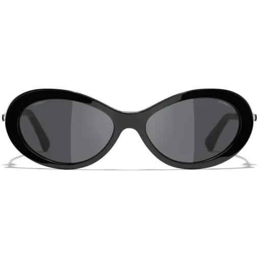 Chanel - Oval Sunglasses - Black Gray - Eyewear - Avvenice