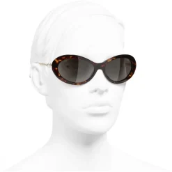 Chanel - Oval Sunglasses - Dark Tortoise Brown - Eyewear - Avvenice