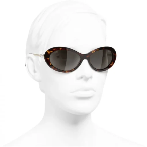 Chanel - Oval Sunglasses - Dark Tortoise Brown - Eyewear - Avvenice