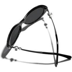 Chanel - Oval Sunglasses - Black Gray - Eyewear - Avvenice