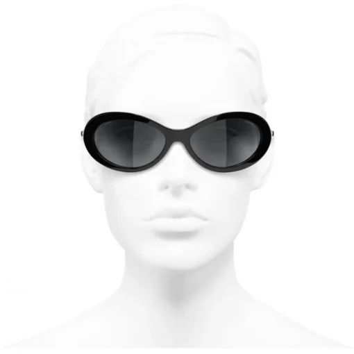 Chanel - Oval Sunglasses - Black Gray - Eyewear - Avvenice