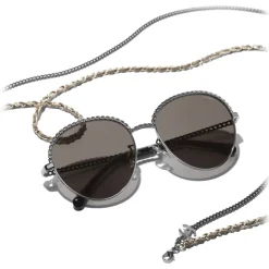 Chanel - Pantos Sunglasses - Dark Silver Brown - Eyewear - Avvenice