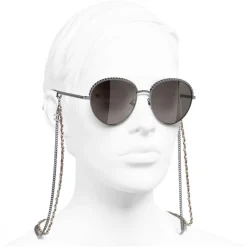 Chanel - Pantos Sunglasses - Dark Silver Brown - Eyewear - Avvenice
