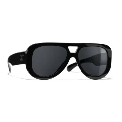 Chanel - Pilot Sunglasses - Black Gray - Eyewear - Avvenice